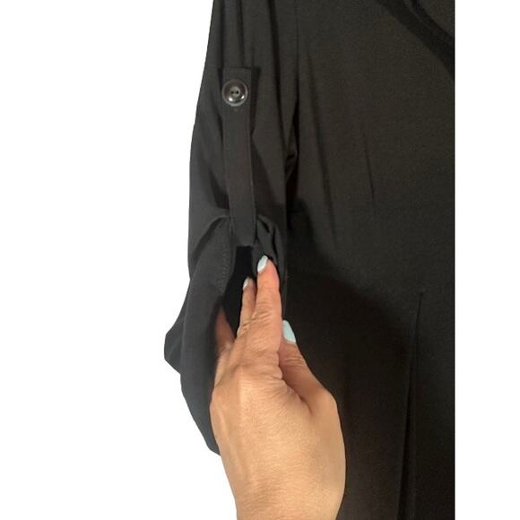 Joseph Ribkoff Black 3/4 Cuffed Sleeve Button Front Collared Dress Women Sz 8 - Picture 4 of 10